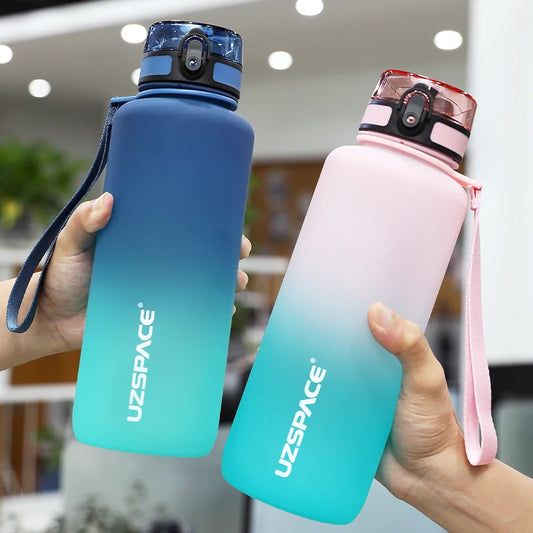 UZSPACE 1500ml Sports Water Bottle: Features Time Marker, Large Capacity, Portable and Leak-Proof Design, Ideal for Outdoor Travel