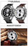 MEGIR Luxury Men's Quartz Chronograph Watch: Leather Strap, Waterproof, Calendar