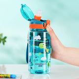 600ml BPA-Free Kids Plastic Water Bottle with Straw – Leak-Proof, Durable, and Unbreakable Cartoon Drinking Bottle for Children