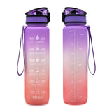 1L TRITAN Leakproof Water Bottle: Matte Gradient with Time Marker for Hiking, Cycling, Camping, Running, and Yoga