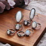 New Summer Retro Ring Set: 8 Pieces with European and American Style, Inspired by Australian Treasures