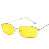 Unisex Small Retro Rectangle Sunglasses: Unisex Metal Frame Eyewear with Clear Lenses for Outdoor Sun Protection