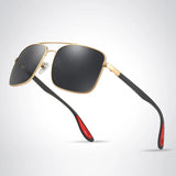 Square Polarized Sunglasses for Men: Luxury TR90 Temple Driving Sun Glasses in Classic Black Shades