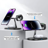 Magnetic Wireless Charging Stand: 15W Charging Station for iPhone 15/14/13/12, iWatch Ultra/8/7/6/5, AirPods 3/2/Pro, Samsung Devices