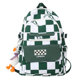 Fashionable School Backpack for Teenage Girls: Black and White Plaid Design with Large Capacity, Student Lightweight Bookbag