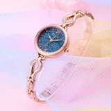 Luxury Rhinestone Bracelet Women's Watch - Fashionable Starry Rose Gold Quartz Timepiece for Female Students