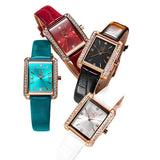 Fashionable Square Quartz Watch for Women - Waterproof with Rectangular Rhinestone Dial, Leather & Stainless Steel Band - Ideal Gifts for Her