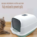 High-Capacity Deodorant Cat Litter Box: Fully Enclosed Plastic Tray, Easy Cleaning, Essential Pet Accessories