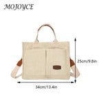 Large Capacity Corduroy Tote: Fashionable Handbag with Multiple Pockets