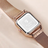 RUIMAS Women's Stainless Steel Mesh Bracelet Watches, Luxury Square Casual Quartz, Ladies' Dress Wristwatch