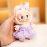 Labubu V1/V2 Flower Fairy Dress Set – 17cm Doll Clothes with Purple Butterfly Hairpin & Strap Skirt for Magical Dress-Up Play