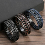 Men's Classic Hand-Woven Leather Bracelet – Multilayer Punk Bangle in 19/21/23cm | Friendship Charm Jewelry Gift