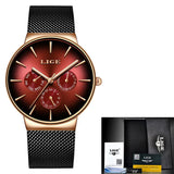 LIGE New Fashion Women's Quartz Watch: Top Brand Luxury, Waterproof Ultra-thin Mesh Steel Wristwatch