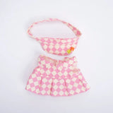 17cm Labubu Doll Checkerboard Tennis Outfit Set – Suspender Pants & Shirt Trendy Fashion Clothes for Baby Pendant Dolls