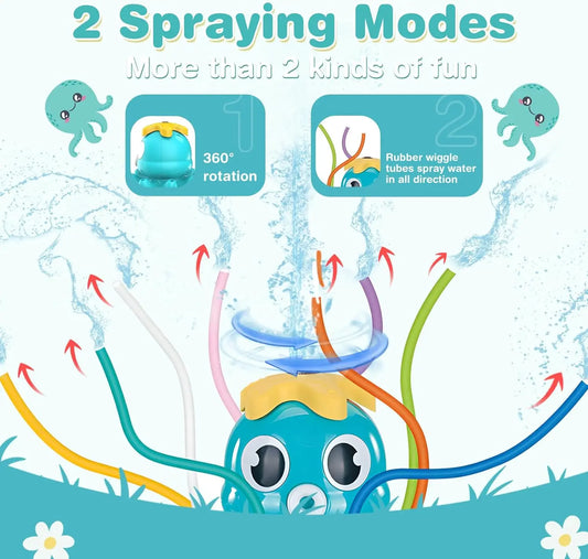 Kids' Octopus Water Sprinkler: Summer Outdoor Play Toy with 8 Wiggle Tubes for Backyard Fun and Games