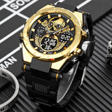 Men's Digital Military Watch - 50M Waterproof Sport Wristwatch with Skull Dial & Dual Display LED Quartz