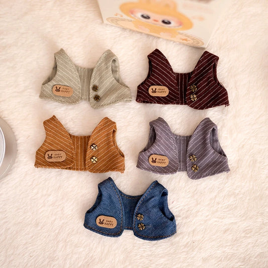 Labubu V1/V2 Old Money Style Vest – Macaron Color Fashion Outfit for 17cm Plush Dolls, Elegant Doll Clothes & Accessories Gift