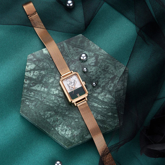 Women's Fashion Quartz Watch - Stylish Rectangle Design, Famous Brand, Dresses Tops with Starry Sky Effect