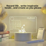 Desktop Small Table Lamp with Acrylic Transparent Luminous Calendar Note Board