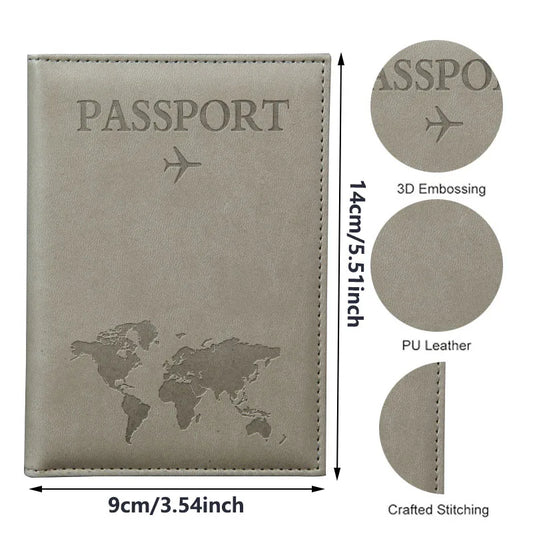 Map Pattern PU Passport Holder Cover - Travel Protective Case for ID, Credit Cards, and Tickets - Travel Accessories