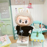 Hooded Jumpsuit Poncho Outfit for 17cm Labubu – Cute Mini Plush Doll Clothes & Accessories for Fans and Dress-Up Gifts