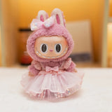 Labubu Doll Sequined Gauze Dress Set – 7 Color Options with Bow Detail for 17cm Plush Dolls, Dress-Up Accessories for Stylish Displays