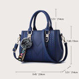 Embroidery Chic Women's Leather Messenger Bag with Hairball Detail: A Stylish Handbag for Ladies