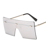 Luxury Oversized Rimless Sunglasses for Women with Metal Gradient Lenses - Fashionable UV400 Eyewear Shades