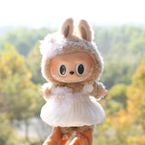 Labubu V1 Doll Wedding Dress Outfit – 17cm Vinyl Pendant Clothes Set with Elegant Uniform-Style Gown Accessories for Girls