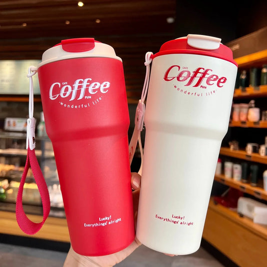 Double Stainless Steel Coffee Thermal Mug: Vacuum Flask for Girls, Portable Car Thermos, Insulated Travel Water Bottle