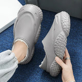 Waterproof Plush Men's Winter Slippers: Closed Toe, Non-Slip Warm Indoor Shoes