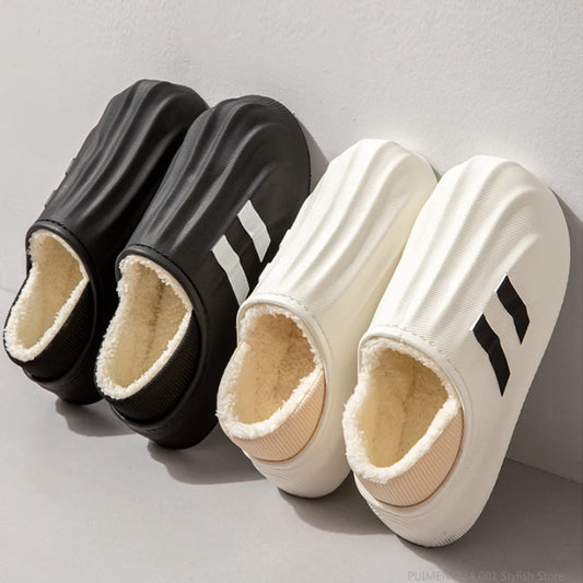 Warm Waterproof Cotton Slippers for Winter: Cozy Indoor/Outdoor Shoes for Men and Women