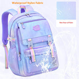 Waterproof Primary School Backpack for Girls: Pink and Purple Bookbag with Shoulder Strap, Perfect School Gift