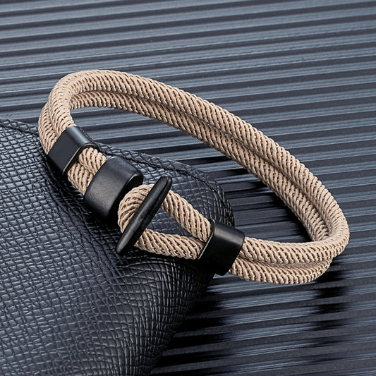 Men's Brushed Black Easy Hook Bracelet – Double-Strand Nautical Survival Rope Design | Minimalist Couple's Gift