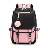 Fengdong Large Canvas Schoolbag for Teenage Girls with USB Port: Stylish and Functional