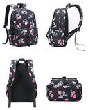 Girls' Flower Backpack and Thermal Lunch Bag: Pink and Grey Floral School Backpack for Girls