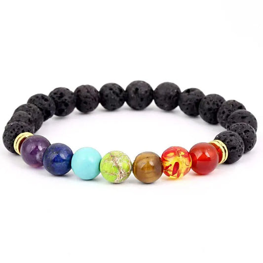 Handcrafted Volcanic Stone Bracelet: Stretchable Hand Jewelry made with Beaded Colored Stones, Suitable for Men and Women