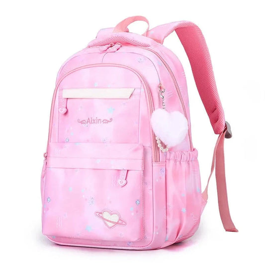 Charming Light-Colored School Backpack - Spacious Book Bag for Children - Girls' Travel Shoulder Bag - Elementary Student Backpack with Ample Capacity