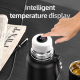 Stainless Steel Thermos Bottle with Tea Filter – Insulated Vacuum Flask featuring Temperature Display and Bounce Cover | Portable Outdoor Use