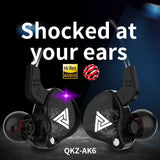 QKZ AK6 In-Ear Earphones: 6 Dynamic Driver Unit Headphone with Mic, Stereo Sports HIFI Subwoofer Headset, Monitor Earbuds