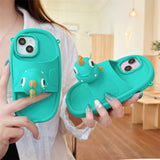 3D Cartoon Dinosaur Eye Silicone Phone Case for iPhone 11, 12, 13, 14, 15, and Pro Max, Protective and Stress-Relieving Design.