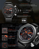 MEGIR Luxury Black Silicone Quartz Watch: Sport Military Style, Waterproof, Large Dial Chronograph for Men