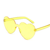 Single Love Heart Lens Sunglasses for Women - Transparent Plastic Frame, Clear Candy-Colored Sun Shades for a Stylish Look