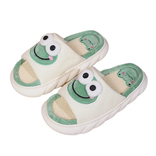 Women's and Girls' Summer Slippers, Charming Cartoon Design, Cozy Soft Platform House Slides, Ideal for Indoor and Beach Use