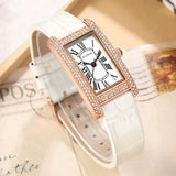 RUIMAS Women's Square Rose Gold Watch, Luxury Leather, Fashion Casual Quartz Ladies Wristwatch