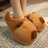 Cute Cartoon Capybara Cotton Slippers: Warm, Non-slip, Breathable, for Couples.