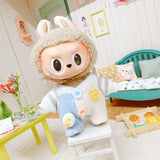 Hooded Jumpsuit Poncho Outfit for 17cm Labubu – Cute Mini Plush Doll Clothes & Accessories for Fans and Dress-Up Gifts
