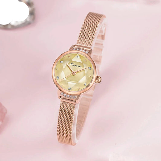 High-Quality Waterproof Women's Quartz Wristwatch with Diamond Dial - Elegant Ladies' Dress Clock, Simple Female Gift