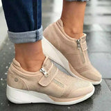 Women's Fashion Casual Shoes – Autumn Platform Low Top Sneakers, Solid Color, Breathable, Plus Size 43, Zapatos de Mujer