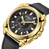 RUIMAS Fashion Sports Quartz Men's Watch: Waterproof, Luminous with Leather Band and Auto Date